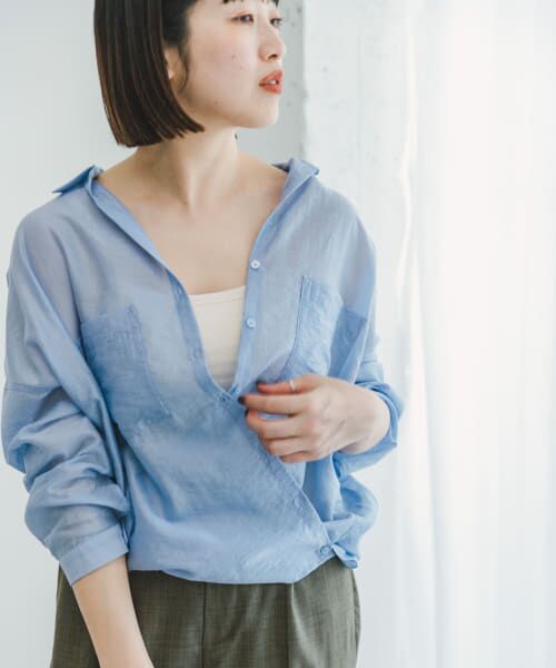 セール】 『2WAY仕様』シアーポケットスキッパーシャツ （シャツ