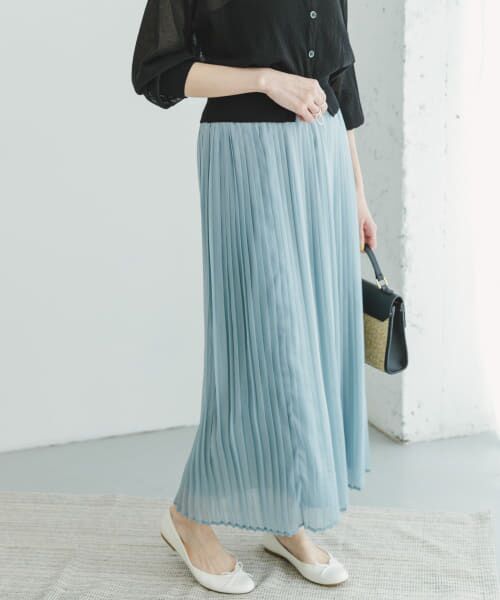 ＊＊URBAN RESEARCH ITEMS / アーバンリサーチ アイテムズ スカート | シアーシャイニープリーツスカート（BLU）