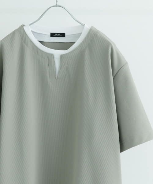 ＊＊URBAN RESEARCH ITEMS / アーバンリサーチ アイテムズ Tシャツ | 『イージーケア/吸水速乾』高機能ワッフル フェイクレイヤーキーネックTシャツ（KHK）