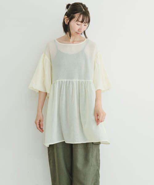 ＊＊URBAN RESEARCH ITEMS / アーバンリサーチ アイテムズ シャツ・ブラウス | シアーティアードブラウス（CREAM）