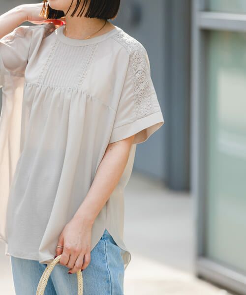 45R♡新品　ピンタックレースブラウス ピンタックレースブラウス(FREE BLK): トップス｜URBAN RESEARCH