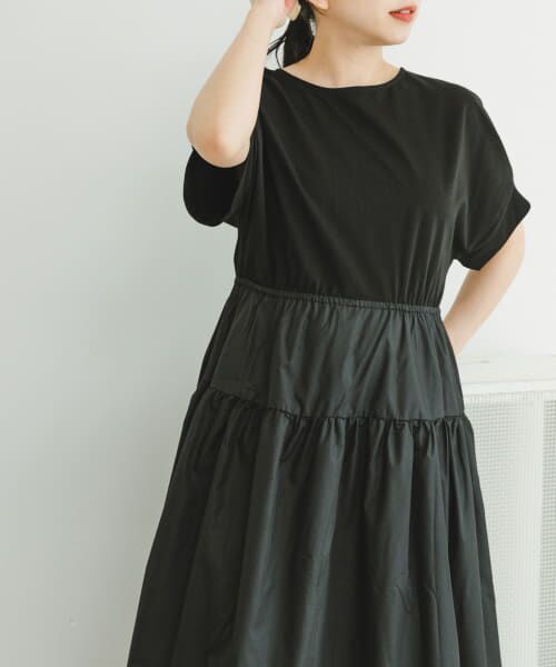 ❤️シップス❤️サイドプリーツワンピース❣️アーバンリサーチ　イエナ　トゥモローランド セール】 ドッキングTシャツワンピース （ワンピース