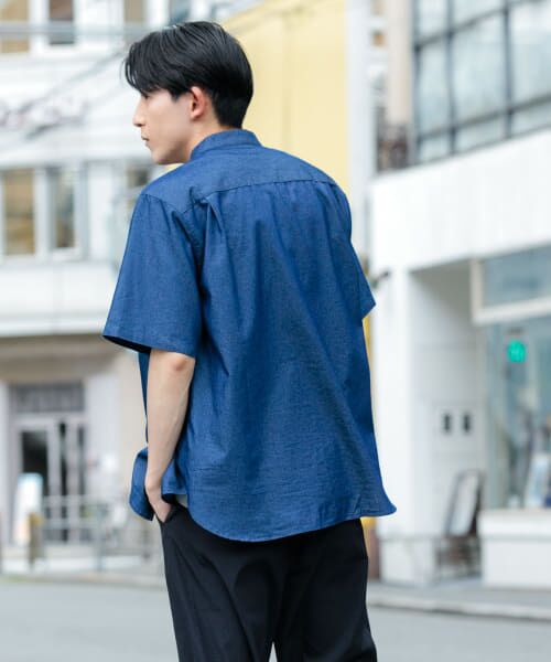 Curensology <&RC>バンドカラーシャツ　ブルー Curensology｜<&RC>バンドカラーシャツ | Rakuten Fashion(楽天