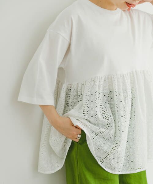 ＊＊URBAN RESEARCH ITEMS / アーバンリサーチ アイテムズ Tシャツ | レースキリカエTシャツ（WHT）