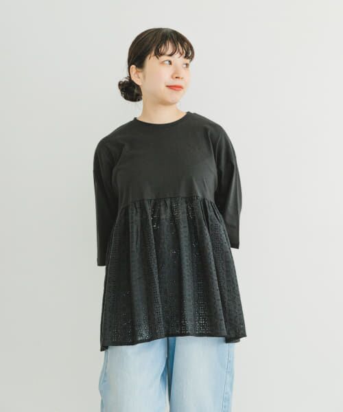 ＊＊URBAN RESEARCH ITEMS / アーバンリサーチ アイテムズ Tシャツ | レースキリカエTシャツ（BLK）