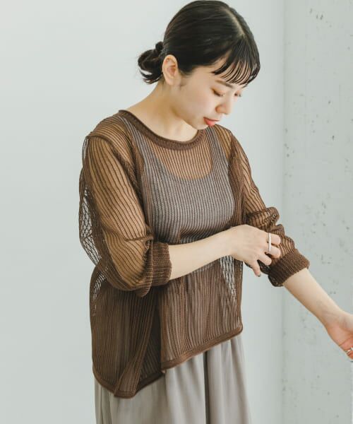 ＊＊URBAN RESEARCH ITEMS / アーバンリサーチ アイテムズ ニット・セーター | メッシュニットプルオーバー（BRN）