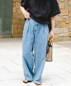デニムタックワイドパンツ