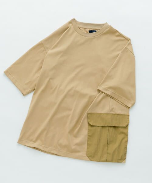 ＊＊URBAN RESEARCH ITEMS / アーバンリサーチ アイテムズ Tシャツ | 『XLサイズあり』サイドポケットキリカエ クルーネックTシャツ（BEG）