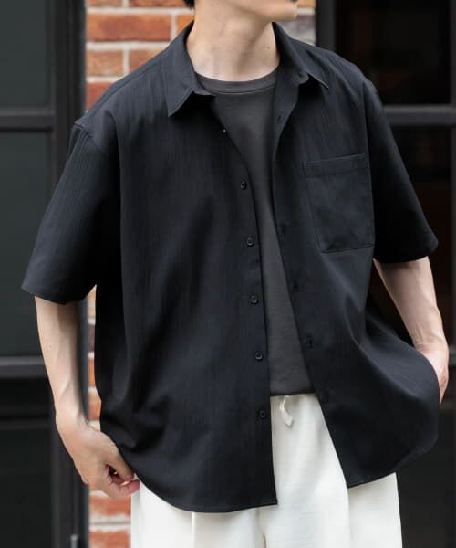 ＊＊URBAN RESEARCH ITEMS / アーバンリサーチ アイテムズ シャツ・ブラウス | 『セットアップ対応』ヨウリュウ レギュラーカラー 半袖シャツ（BLK）