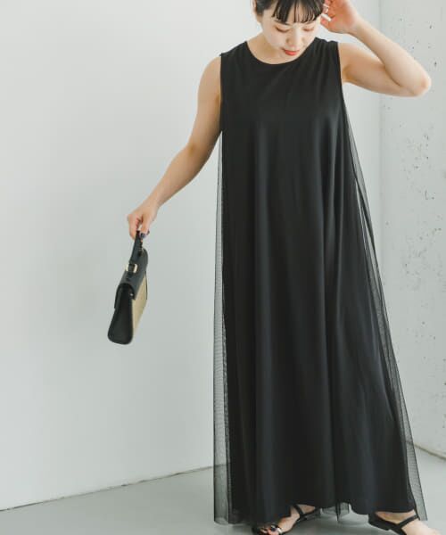 ●新品●URBAN RESEARCH レイヤードワンピース　ブラック URBAN RESEARCH DOORS ワンピース 2WAYタンクトップレイヤード