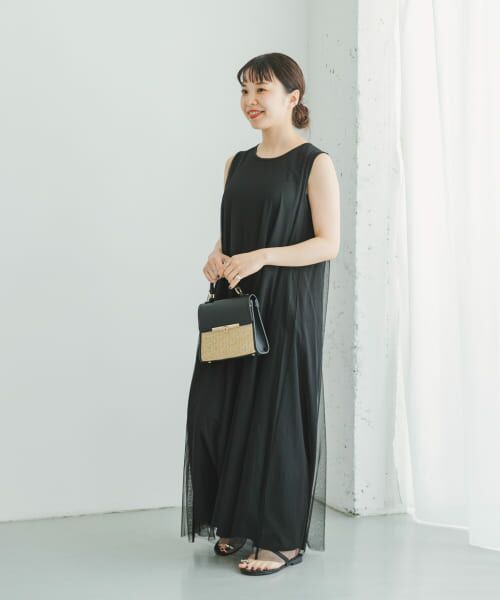 ●新品●URBAN RESEARCH レイヤードワンピース　ブラック URBAN RESEARCH DOORS ワンピース 2WAYタンクトップレイヤード