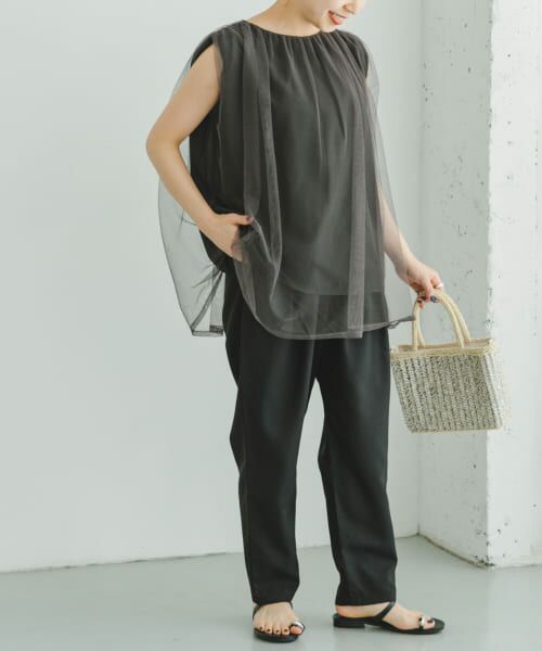 ＊＊URBAN RESEARCH ITEMS / アーバンリサーチ アイテムズ セットアップ | チュールトップス×テーパードパンツ（GRY）