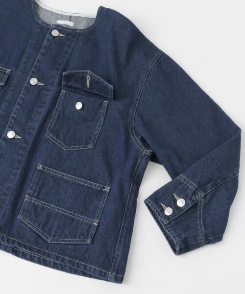 PLUS OTO.HA コクーンGジャン デニムジャケット ノーカラー PLUS OTO.HA コクーンGジャン デニムジャケット ノーカラー ノー