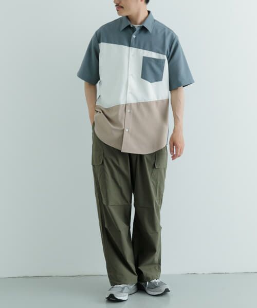 セットアップ　ITEMS URBAN RESEARCH ベージュ半袖シャツ　L セットアップ ITEMS URBAN RESEARCH ベージュ半袖シャツ L