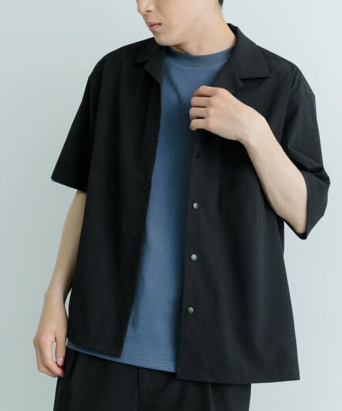 ＊＊URBAN RESEARCH ITEMS / アーバンリサーチ アイテムズ シャツ・ブラウス | 『セットアップ対応』シアサッカースナップOPENカラー半袖シャツ（BLK）