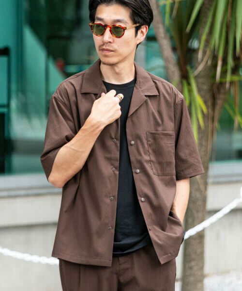 ＊＊URBAN RESEARCH ITEMS / アーバンリサーチ アイテムズ シャツ・ブラウス | 『セットアップ対応』シアサッカースナップOPENカラー半袖シャツ（BRN）