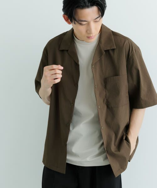 セットアップ　ITEMS URBAN RESEARCH ベージュ半袖シャツ　L セットアップ ITEMS URBAN RESEARCH ベージュ半袖シャツ L