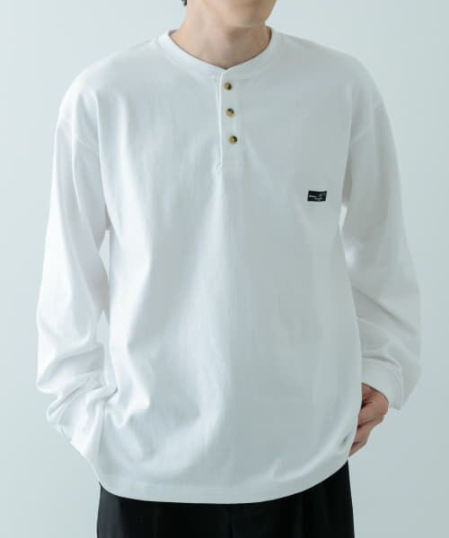 ＊＊URBAN RESEARCH ITEMS / アーバンリサーチ アイテムズ Tシャツ | 天竺 ワンポイント ヘンリーロングスリーブTシャツ（WHT）