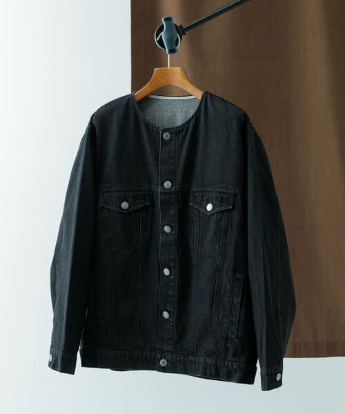 ＊＊URBAN RESEARCH ITEMS / アーバンリサーチ アイテムズ Gジャン・デニムジャケット | Denim No Collar Jacket（BLK）