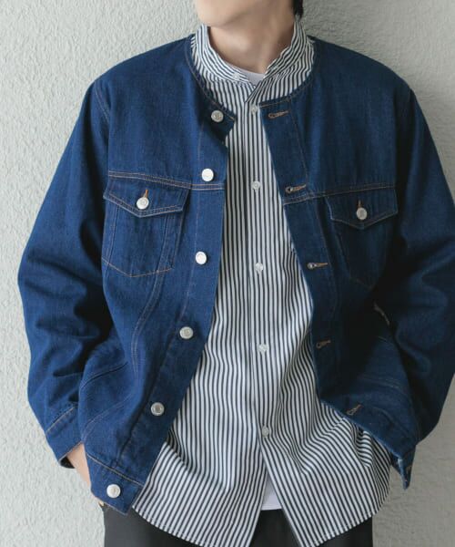 ＊＊URBAN RESEARCH ITEMS / アーバンリサーチ アイテムズ Gジャン・デニムジャケット | Denim No Collar Jacket（NVY）