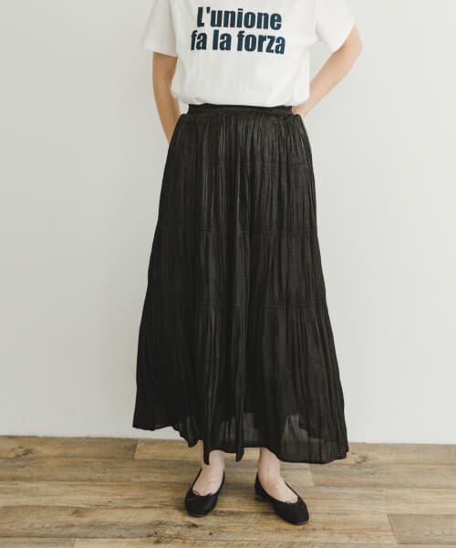 ＊＊URBAN RESEARCH ITEMS / アーバンリサーチ アイテムズ スカート | マジョリカプリーツシャイニースカート（BLK）