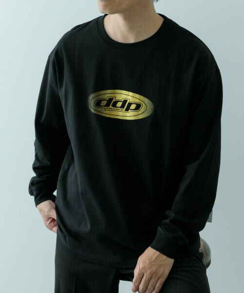 ＊＊URBAN RESEARCH ITEMS / アーバンリサーチ アイテムズ Tシャツ | ddp　Foil Print Long Sleeve T-shirts（BLK）