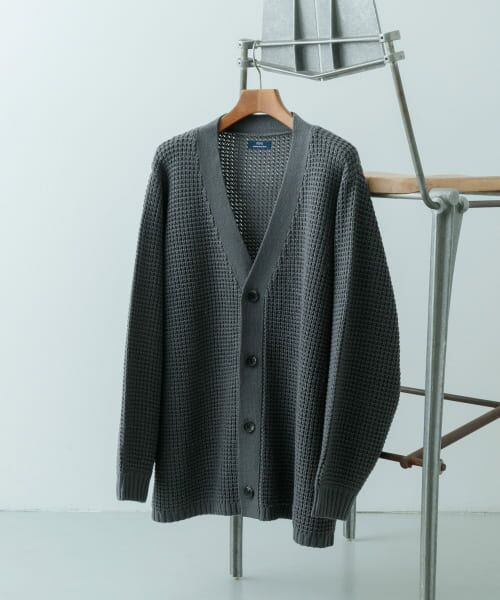 ＊＊URBAN RESEARCH ITEMS / アーバンリサーチ アイテムズ カーディガン・ボレロ | ワッフル編み Vネックニットカーディガン（CHA）