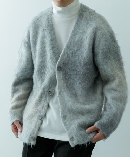 ＊＊URBAN RESEARCH ITEMS / アーバンリサーチ アイテムズ カーディガン・ボレロ | ウール混スペースダイニット カーディガン（GRY）