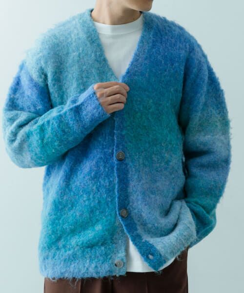 ＊＊URBAN RESEARCH ITEMS / アーバンリサーチ アイテムズ カーディガン・ボレロ | ウール混スペースダイニット カーディガン（BLU）