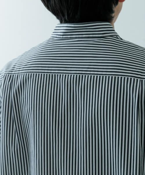 極美品　TICCA ソメロス社 バンドカラーシャツ ストライプ ブルー系 Stripe Shrits | So｜大人に似合う”少数精鋭”の定番服