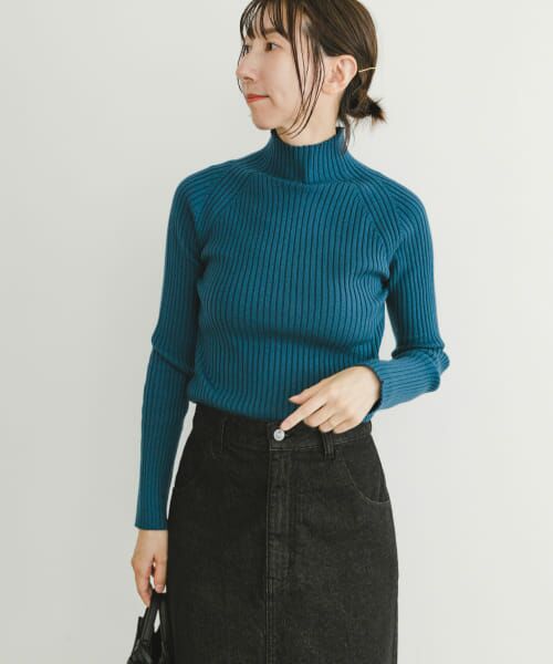 ＊＊URBAN RESEARCH ITEMS / アーバンリサーチ アイテムズ ニット・セーター | モチモチハイネックリブニット（BLU）