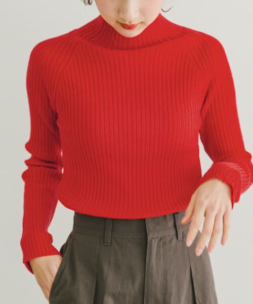 ＊＊URBAN RESEARCH ITEMS / アーバンリサーチ アイテムズ ニット・セーター | モチモチハイネックリブニット（RED）