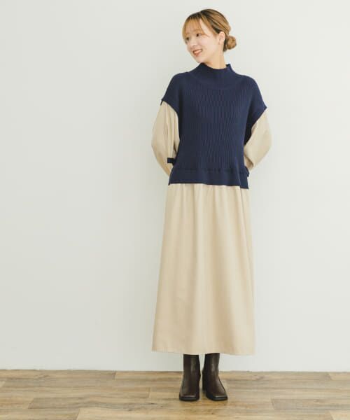 ＊＊URBAN RESEARCH ITEMS / アーバンリサーチ アイテムズ ワンピース | ニットベストドッキングワンピース（NVY）