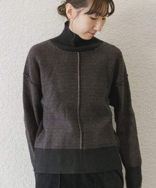 ＊＊URBAN RESEARCH ITEMS / アーバンリサーチ アイテムズ ニット・セーター | ハイネックワイドニット（MOC×BLK）