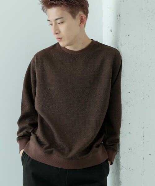 ＊＊URBAN RESEARCH ITEMS / アーバンリサーチ アイテムズ スウェット | ジオメカットジャカード プルオーバー（BRN）