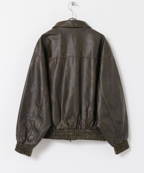 美品 アーバンリサーチ レザー ブルゾン ジャケット リブ ブラウン 38 M 美品 アーバンリサーチ レザー ブルゾン ジャケット リブ