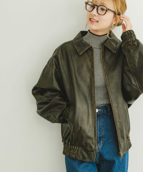 ヴィンテージレザーライクジャケット　新品未使用 ITEMS URBANRESEARCH ブルゾン アウター ヴィンテージレザー