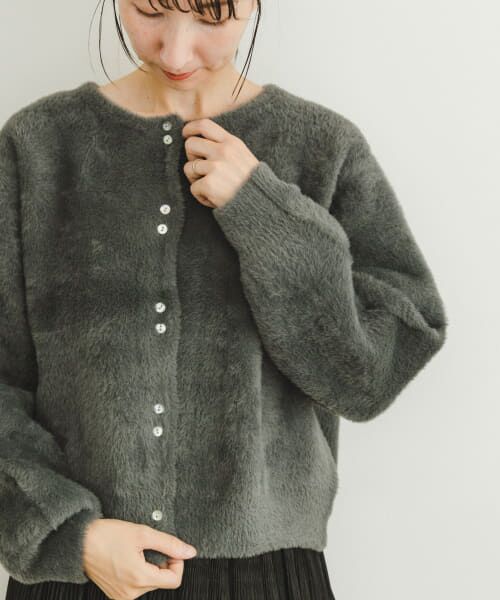 ◆美品 23AW ATTACHMENT ダブルフェイスカラーレスカーディガン ATTACHMENT カーディガン コットンダブルフェイス カラーレス