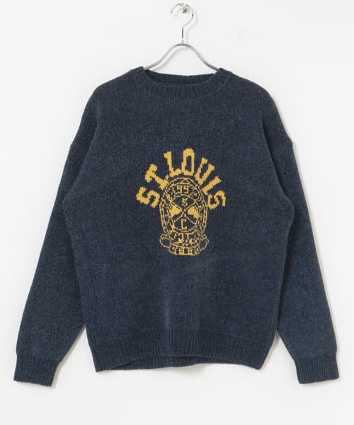  カラフルロゴ セーター セール】 カレッジロゴ モール クルーネック ニット （ニット