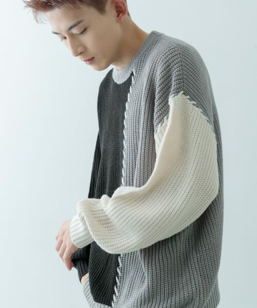 セール】 ブランケットステッチ パッチワークニット （ニット