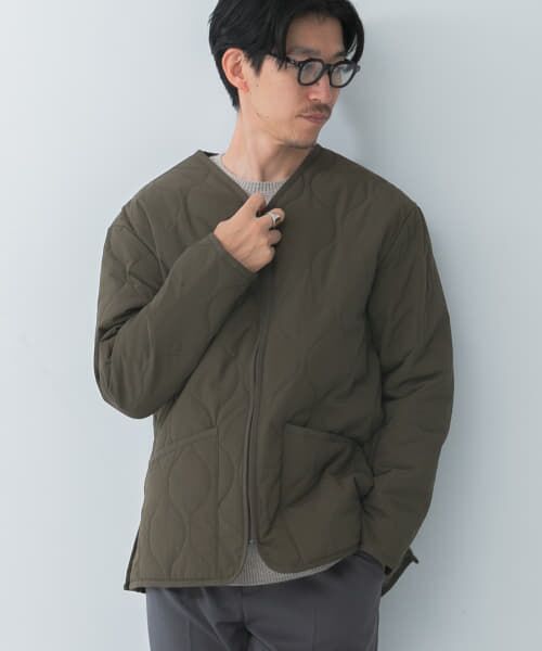 ＊＊URBAN RESEARCH ITEMS / アーバンリサーチ アイテムズ ダウンジャケット・ベスト | キルティングVネックZIPブルゾン（KHK）