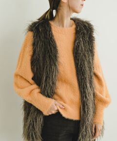 シャギークルーネックニット