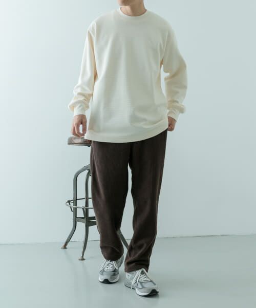 セール】 裏起毛 クルーネックワッフルプルオーバー