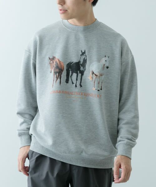 ＊＊URBAN RESEARCH ITEMS / アーバンリサーチ アイテムズ スウェット | クルーネックスエット horse（GRY）