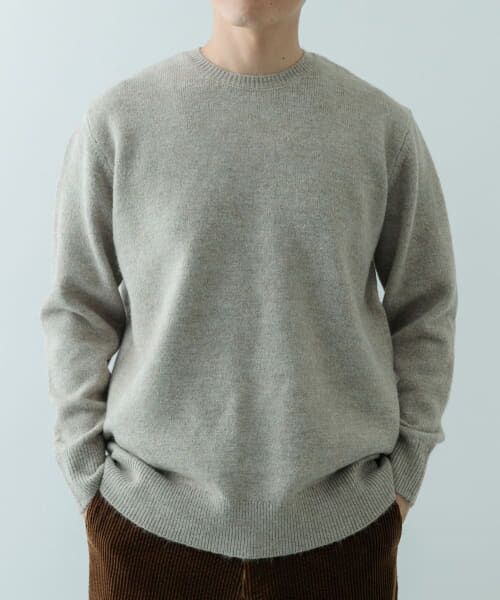 ウール混 クルーネック長袖ニットセーター