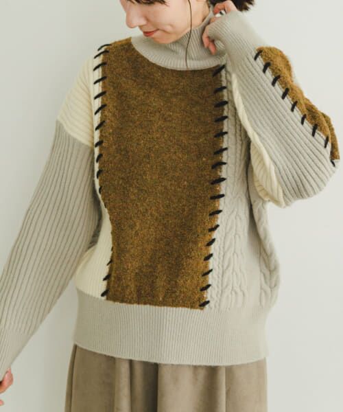 パッチワークハイネックニット （ニット・セーター）｜＊＊URBAN