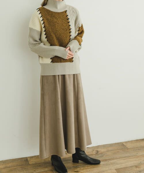 群言堂 登美 パッチワーク ニット セーター ハイネック 群言堂 登美 パッチワーク ニット セーター ハイネック 群言堂