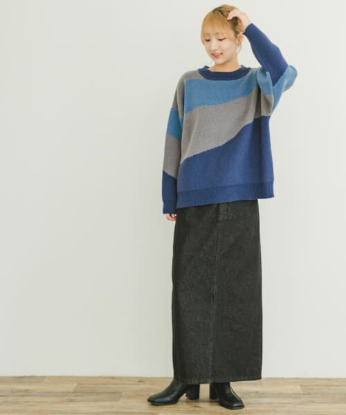 Y8985*アーバンリサーチ☆プルオーバー☆長袖☆ニットセーター☆紺ネイビー Y8985*アーバンリサーチ☆プルオーバー☆長袖☆ニットセーター