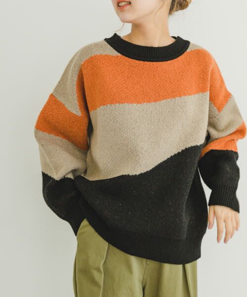 総柄クルーネックニットプルオーバー （ニット・セーター