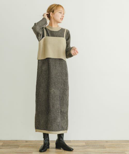 ＊＊URBAN RESEARCH ITEMS / アーバンリサーチ アイテムズ ワンピース | ビスチェニットワンピース（CHA）